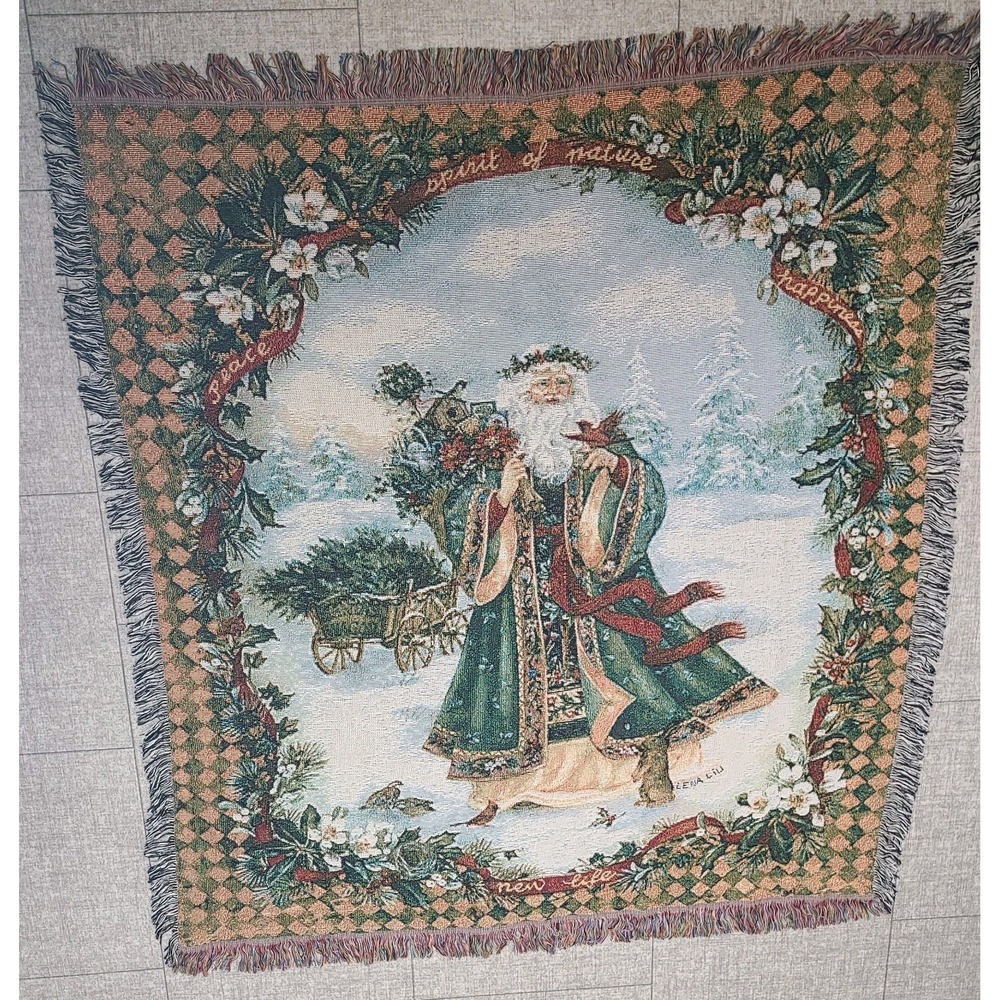 Lena Liu Spirit of Nature Tapestry Throw Blanket 50x60 Horse Sleigh Winter USA